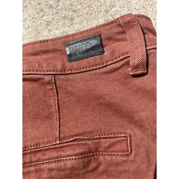 Paige Pants Women Sz 30 Mahogany Brown Slim Straight Kick Flare Zip Fly 4-Pocket - Picture 8 of 8